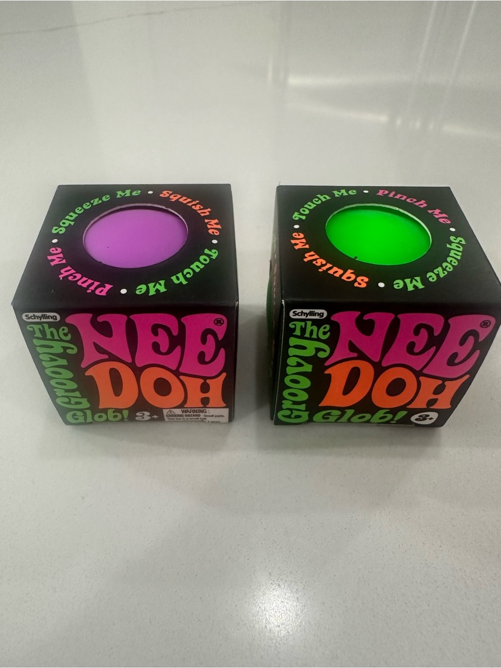 Set of 2 - NeeDoh Teenie groovy glob single pack Balls - Purple & Green